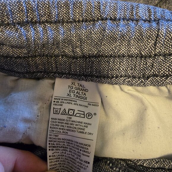 Old Navy Mid Rise Wide Leg Linen Blend draw string pants Womens Large Blue - Picture 4 of 7